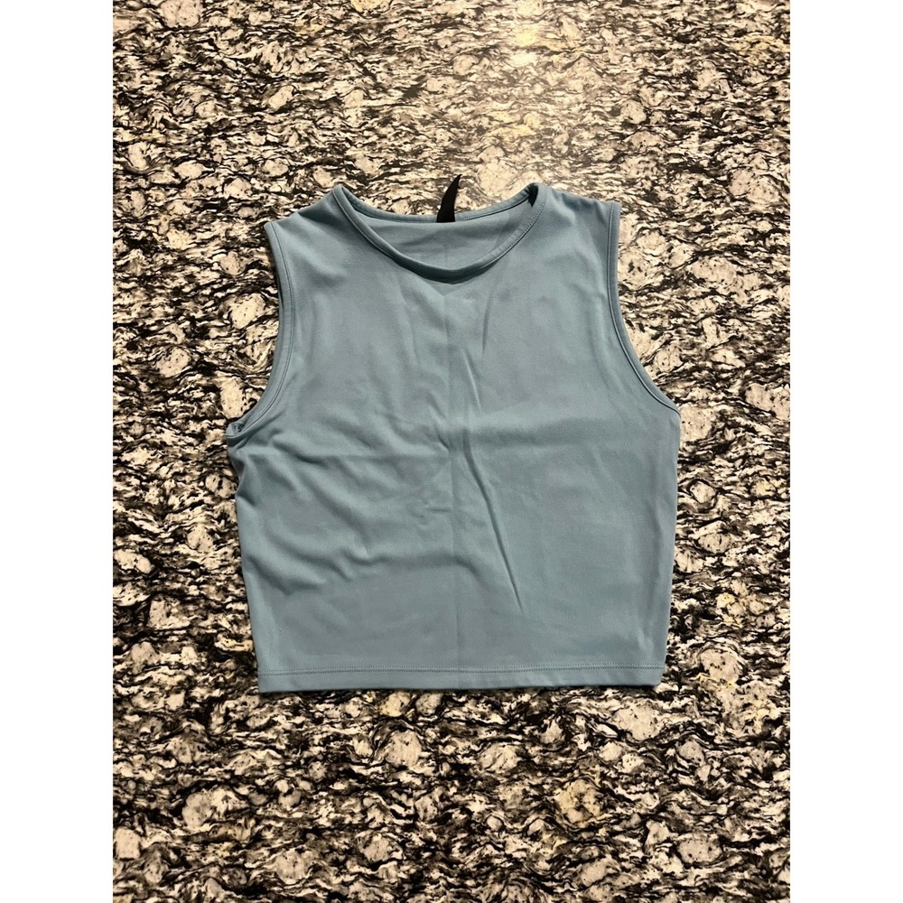Cotton On Body Womens Light Blue Sleeveless Crop Top Activewear Tank Size M